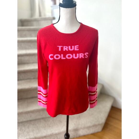Orwell+Austen Kat Farmer Red & Pink True Colours Wool Cashmere Sweater - Picture 1 of 6